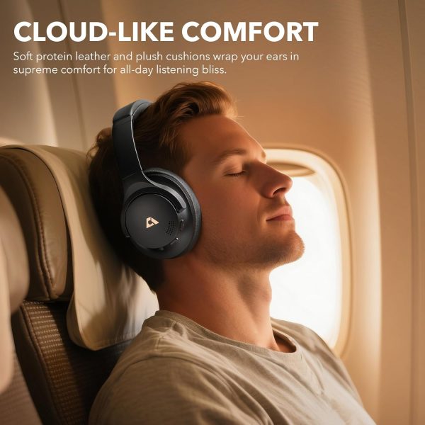 1Mii Y8 Noise Cancelling Headphones, Wireless LDAC Hi-Res Audio, 75H Battery Life, Comfortable, Over Ear Headphones Bluetooth 5.3 for Plane/Travel/Office - Black - Image 6