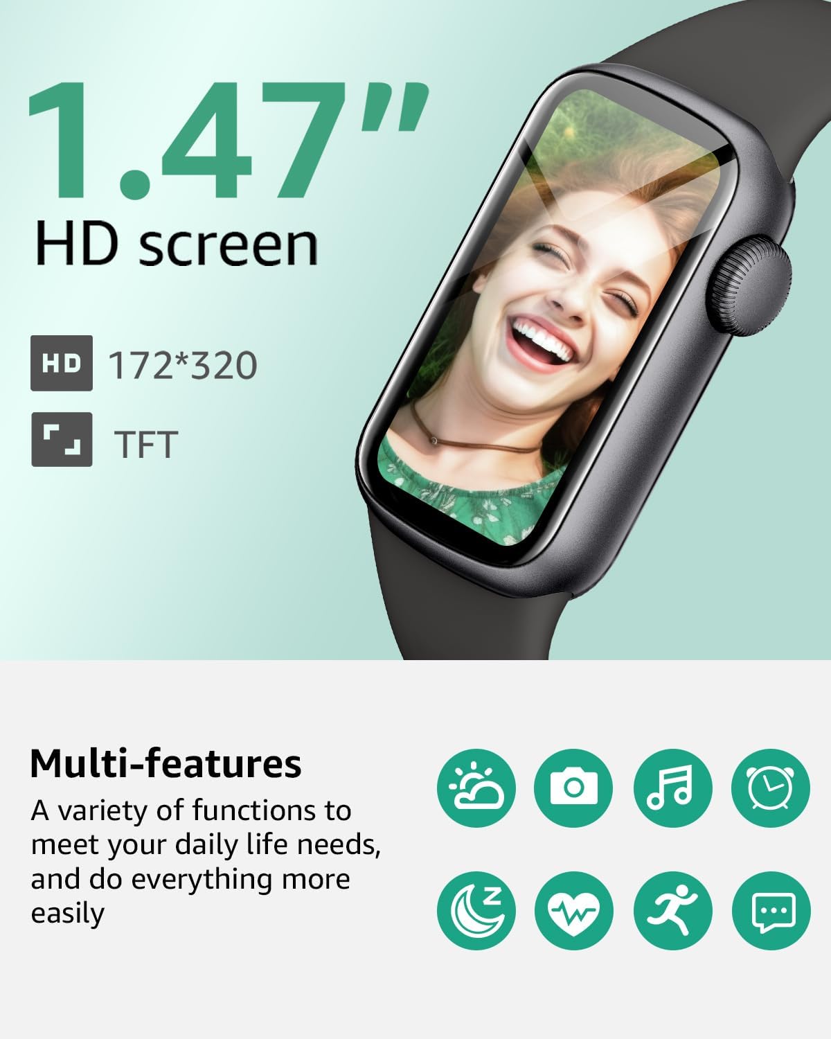 IMFRCHCS Fitness Tracker,Smart Watch with 1.47" Touch Display,137+Sport Modes Fitness Watch with Heart Rate Sleep Monitor, Step Counter,IP68 Waterproof Activity Trackers for Women Men - Image 2