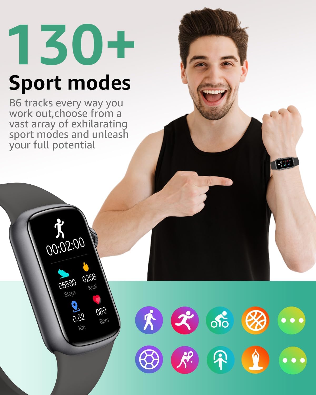 IMFRCHCS Fitness Tracker,Smart Watch with 1.47" Touch Display,137+Sport Modes Fitness Watch with Heart Rate Sleep Monitor, Step Counter,IP68 Waterproof Activity Trackers for Women Men - Image 3