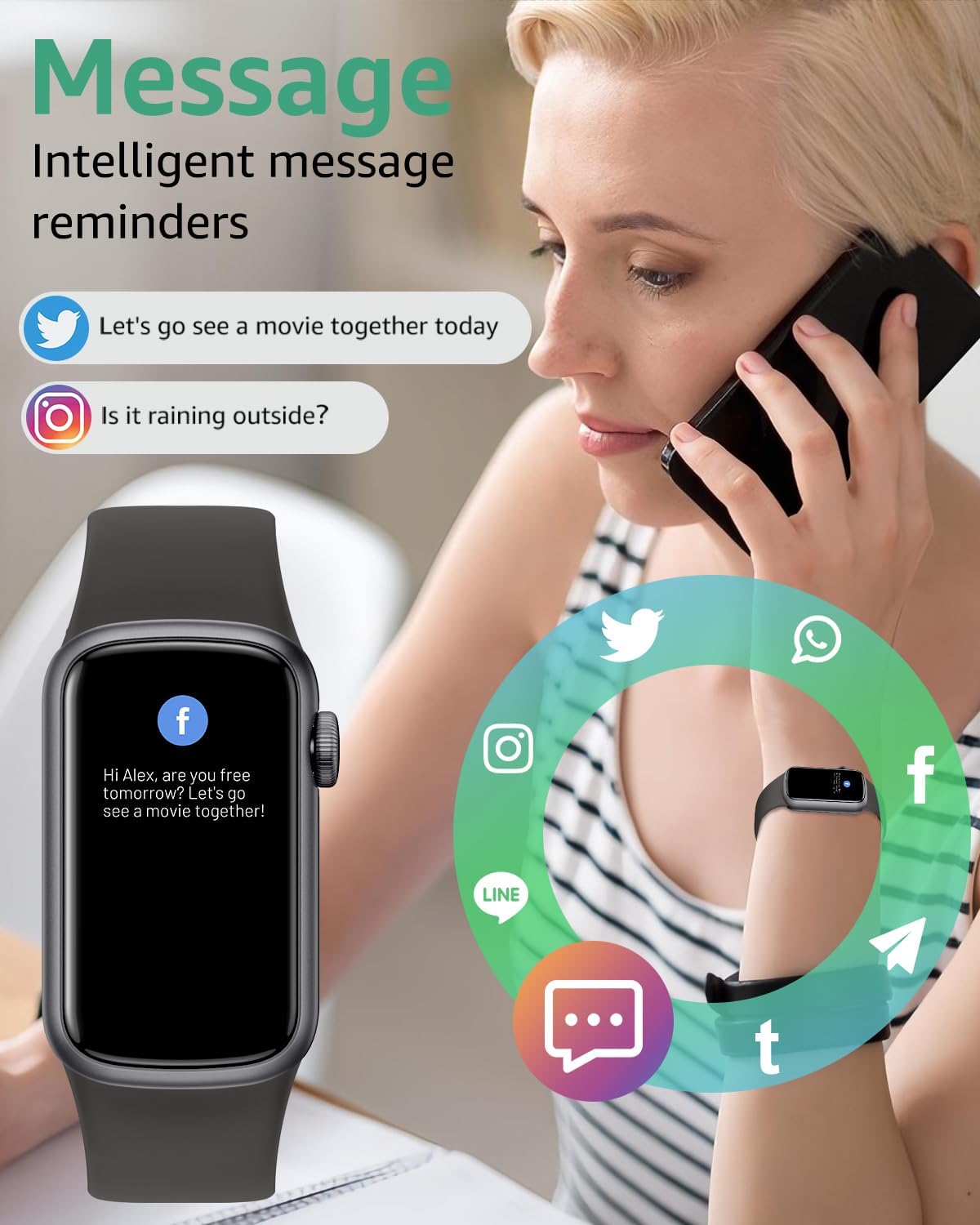 IMFRCHCS Fitness Tracker,Smart Watch with 1.47" Touch Display,137+Sport Modes Fitness Watch with Heart Rate Sleep Monitor, Step Counter,IP68 Waterproof Activity Trackers for Women Men - Image 4