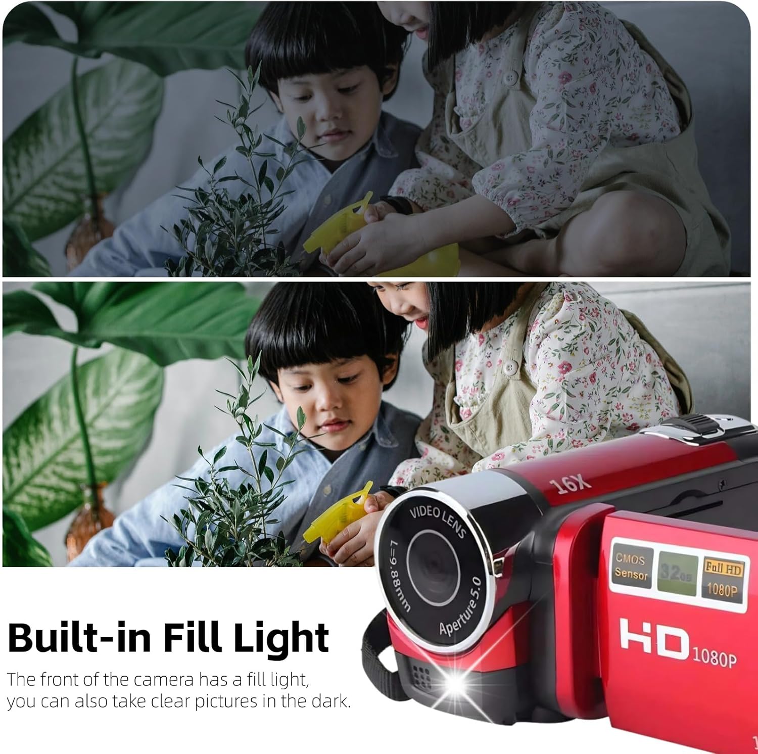 Red 1080P 16MP Vlogging Camera - 2.7in TFT 270 Rotatable 16X Zoom Digital YouTube Camera for Teens & Students (Gift) - Image 4