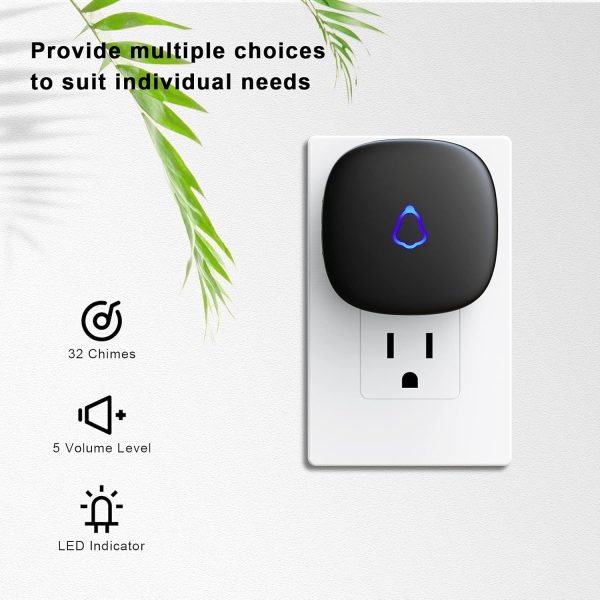 SECRUI Wireless Doorbell, Easy installation, Waterproof, Adjustable Volume, 58 Chimes, Colorful LED, 1000Ft Range, M520+F55, Black - Image 2