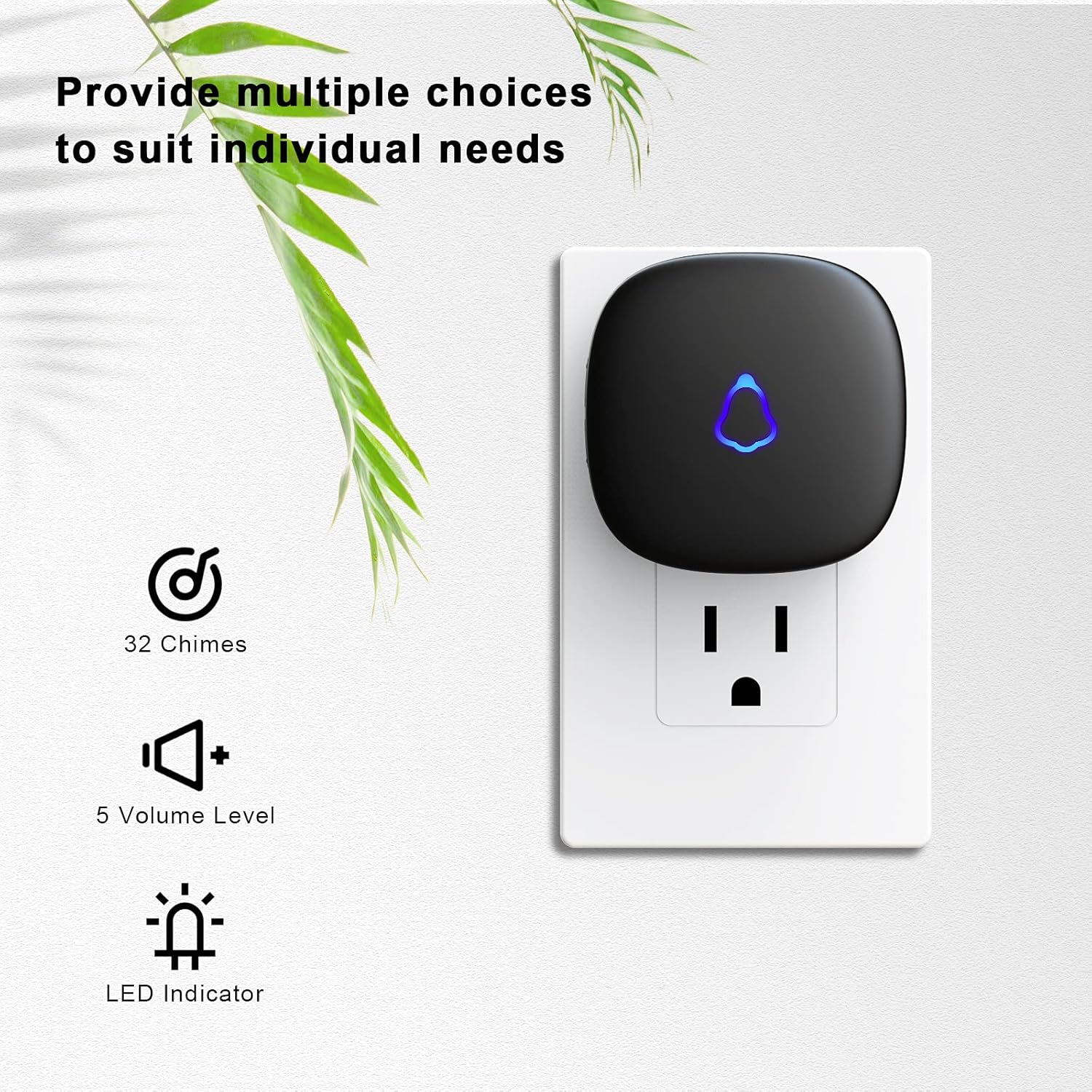 SECRUI Wireless Doorbell, Easy installation, Waterproof, Adjustable Volume, 58 Chimes, Colorful LED, 1000Ft Range, M520+F55, Black - Image 2