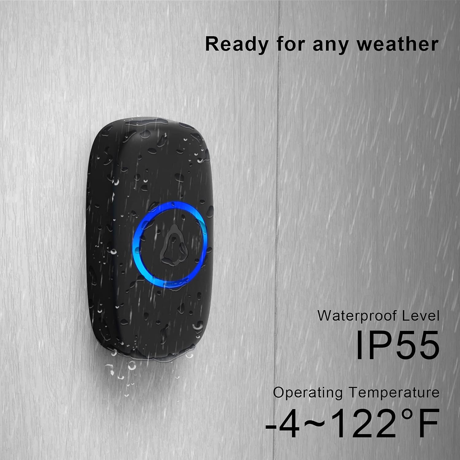 SECRUI Wireless Doorbell, Easy installation, Waterproof, Adjustable Volume, 58 Chimes, Colorful LED, 1000Ft Range, M520+F55, Black - Image 3